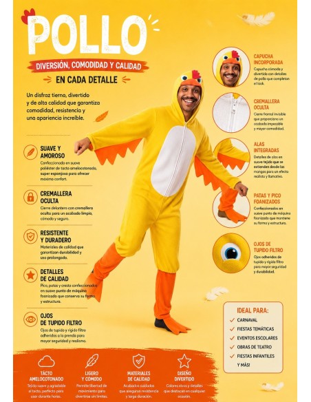 Fantasia de Galo Tamanho L | Fantasias para Adultos O Rei do Carnaval